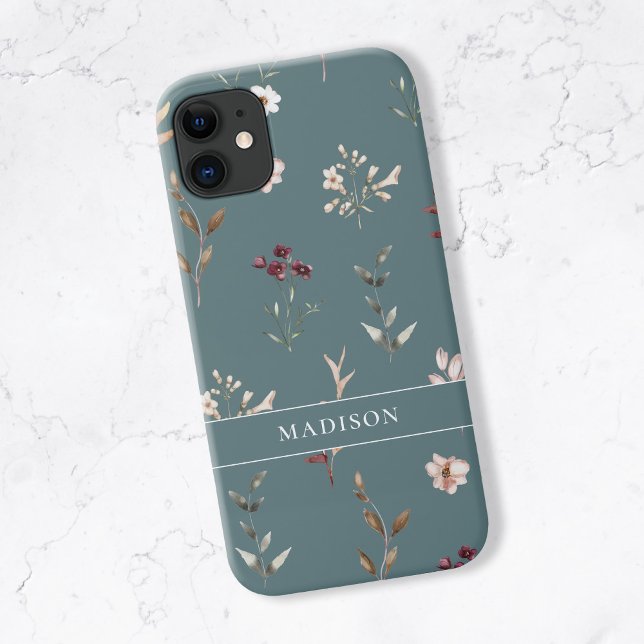 Capa Para iPhone 11 Floral Botânico de Flor Selvagem Personalizado (Criador carregado)