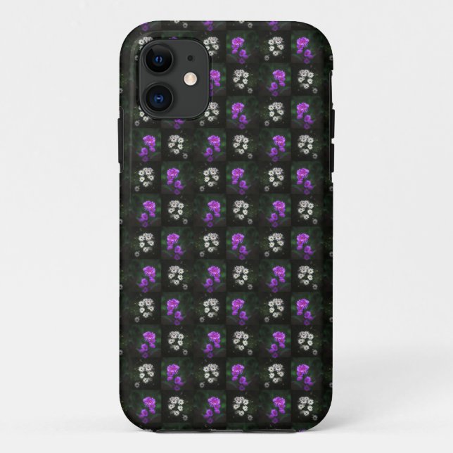 Capa Para iPhone 11 Floral Branco e Roxo (Verso)