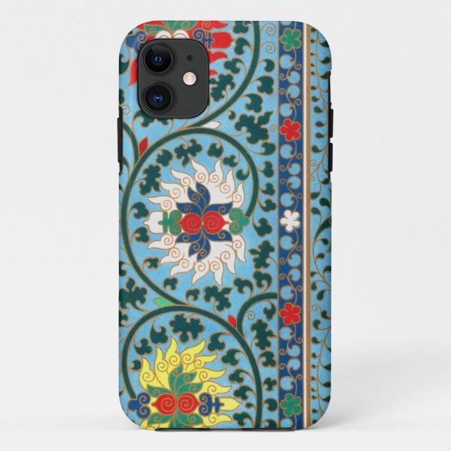 Capa Para iPhone 11 Floral chinês antigo no céu azul (Verso)