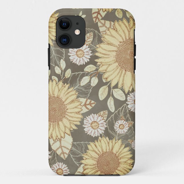 Capa Para iPhone 11 Floral Country Sunflower Garden Amarelo (Verso)