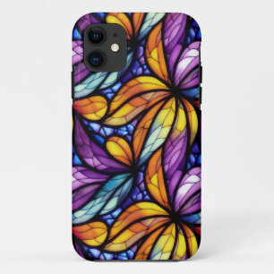 Capa Para iPhone 11 Floral de Vidro Manchado Vibrante: Design colorido