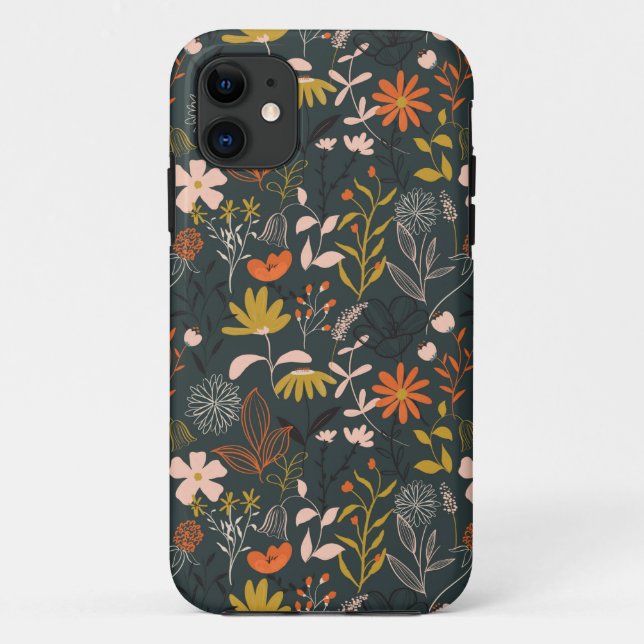 Capa Para iPhone 11 Floral escuro (Verso)