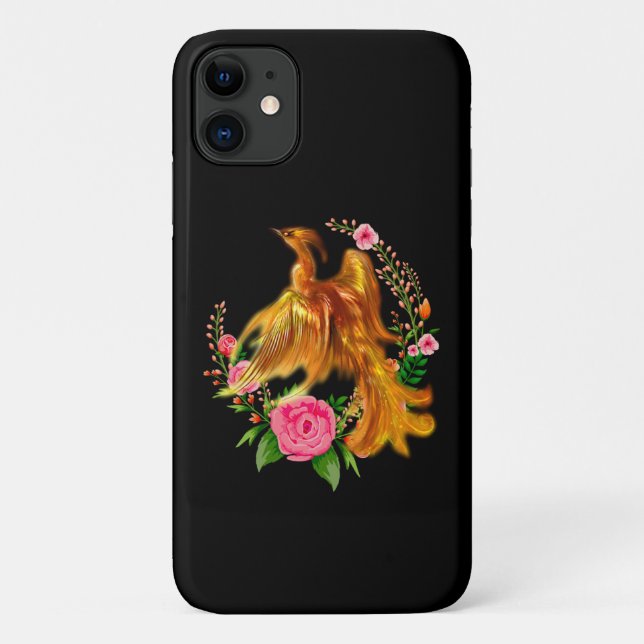 Capa Para iPhone 11 Floral Phoenix Nasce Da Fiery Ashes Fantasy (Verso)