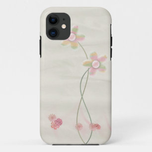 Capa Para iPhone 11 floral rosa na seda