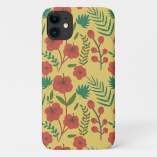 Capa Para iPhone 11 Floral, sem costura, flores amarelas vermelhas