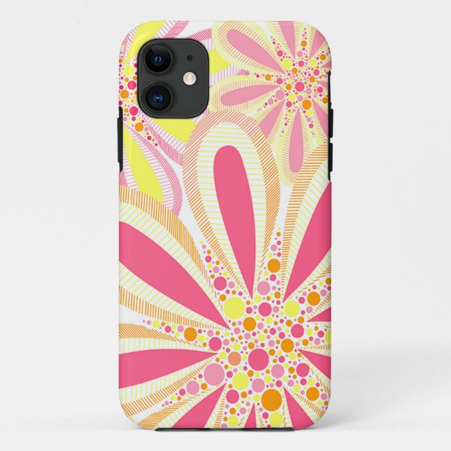 Capa Para iPhone 11 Flores Amarelas e Rosa (Verso)