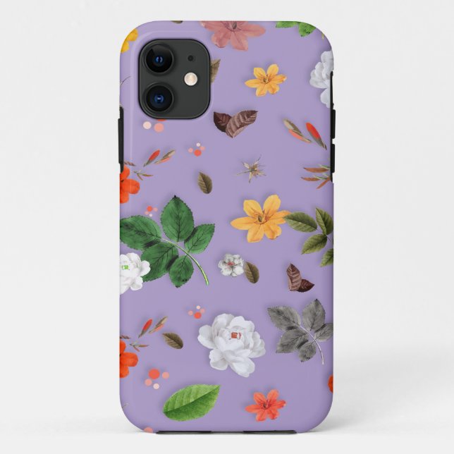 Capa Para iPhone 11 Flores Amarelas e Rosas Brancas 21 (Verso)