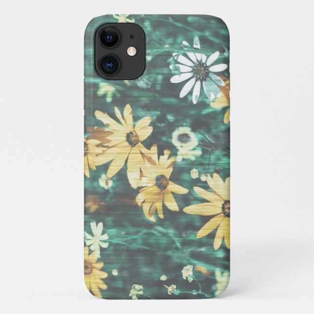 Capa Para iPhone 11 Flores Amarelas Verdes Pálidas Pastel iPhone 11 Ca (Verso)