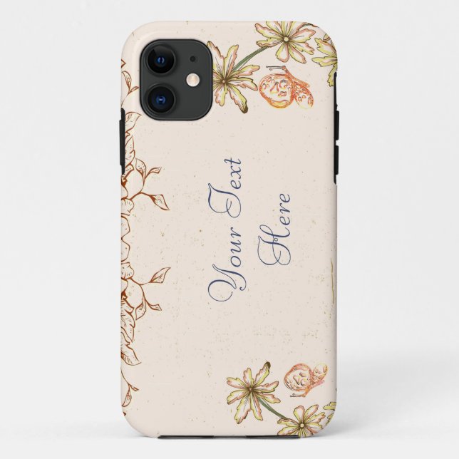 Capa Para iPhone 11 Flores Anticas Vintage (Verso)