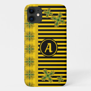 Capa Para iPhone 11 Flores Artdeco em Estilo Retroativo com monograma