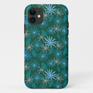 Capa Para iPhone 11 Flores Azuis Entre o Verde da Floresta