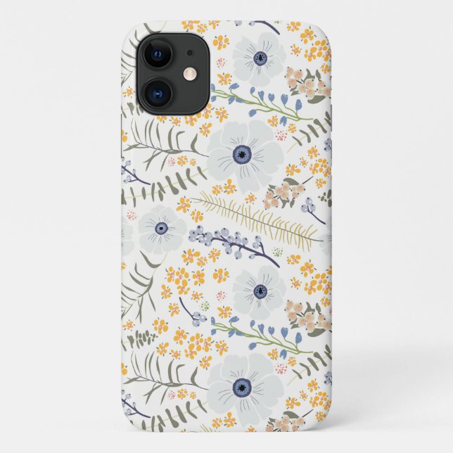 Capa Para iPhone 11 Flores Botânicas Amarelas Doce (Verso)
