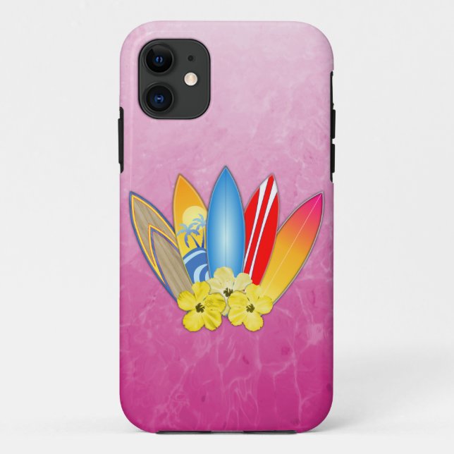 Capa Para iPhone 11 Flores da prancha e do hibiscus (Verso)