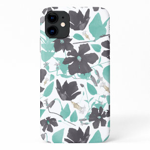 Capa Para iPhone 11 Flores De Aquarela Teal Clematis
