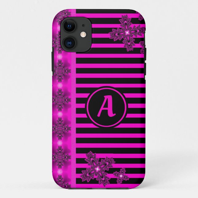 Capa Para iPhone 11 Flores de Artdeco em Estilo Retroativo com monogra (Verso)