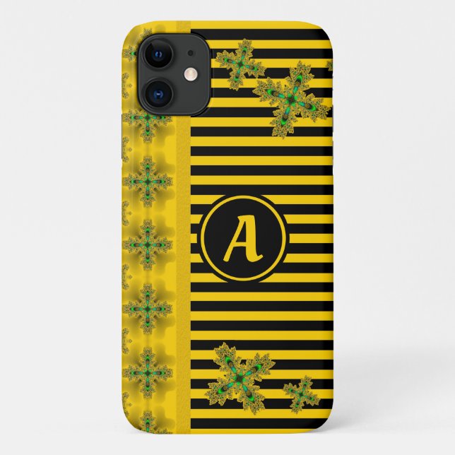 Capa Para iPhone 11 Flores de Artdeco em Estilo Retroativo com monogra (Verso)