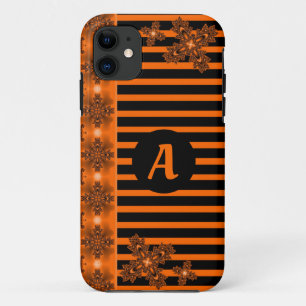 Capa Para iPhone 11 Flores de Artdeco no estilo retro com monograma