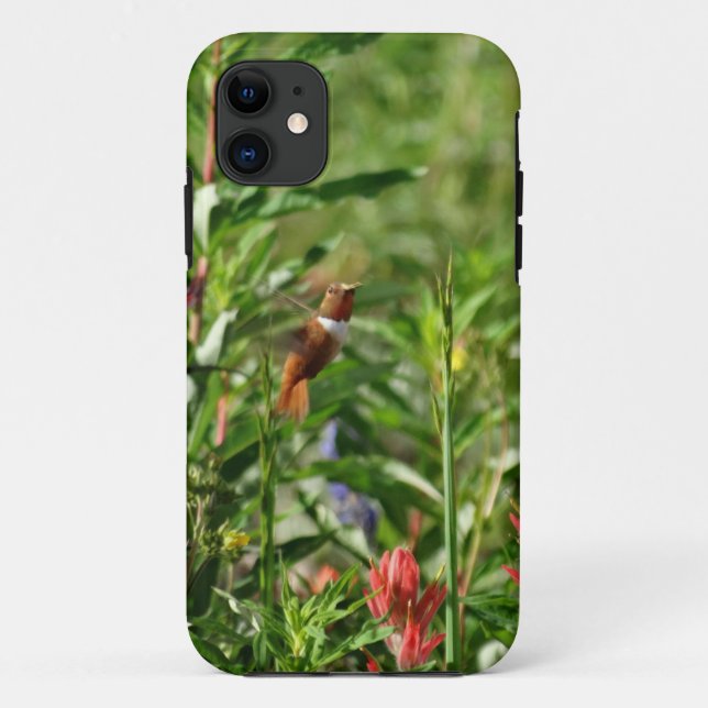 Capa Para iPhone 11 Flores de beija-flores (Verso)