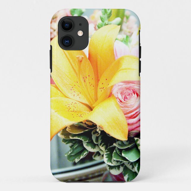 Capa Para iPhone 11 flores de casamento laranja rosa estrela lírio ros (Verso)