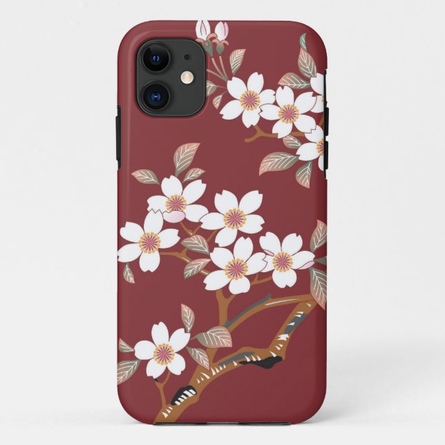 Capa Para iPhone 11 Flores de cerejeira japonesas (Verso)
