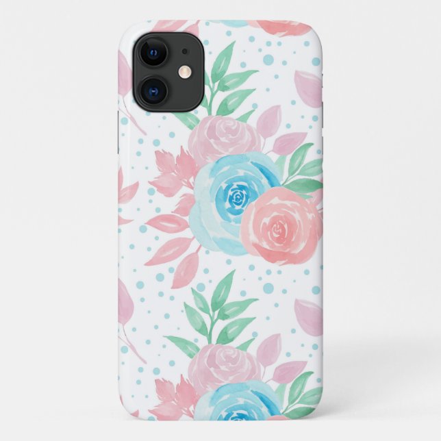 Capa Para iPhone 11 Flores De Mola Rosa-Bonitas (Verso)