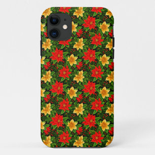 Capa Para iPhone 11 Flores de Natal Padrão Sem Costura-69956