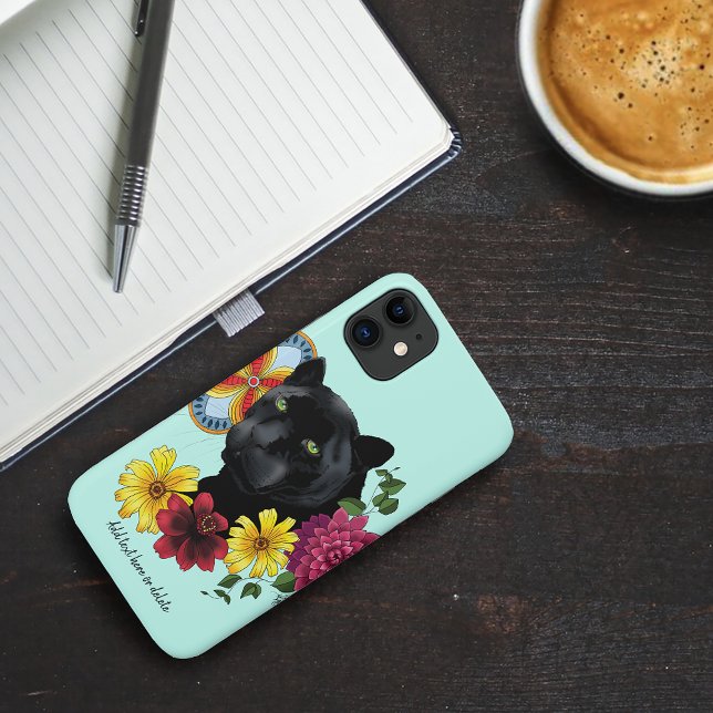 Capa Para iPhone 11 Flores de Retrato Jaguar Pretas (Criador carregado)
