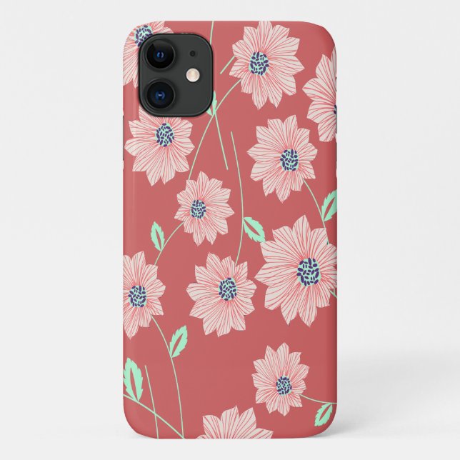 Capa Para iPhone 11 Flores de Verão Design Terracotta (Verso)
