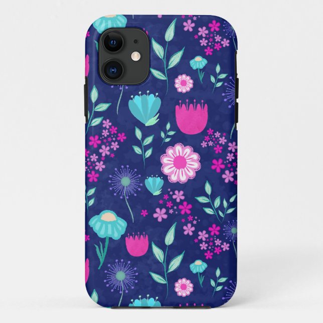 Capa Para iPhone 11 Flores Delicadas e Detalhes Botânicos (Verso)