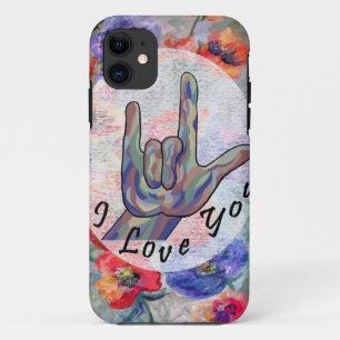 Capa Para iPhone 11 Flores do ASL e eu te amo