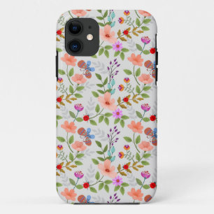 Capa Para iPhone 11 Flores E Borboletas