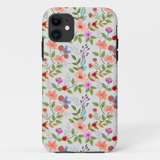 Capa Para iPhone 11 Flores E Borboletas (Verso)