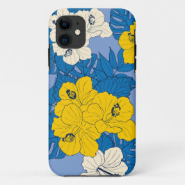 Capa Para iPhone 11 Flores e folhas de hibisco