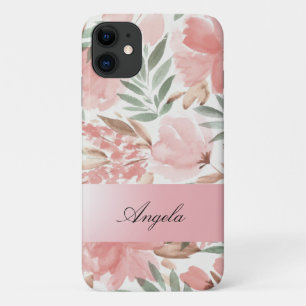 Capa Para iPhone 11 Flores em Aquarela Vintage Shabby Chic