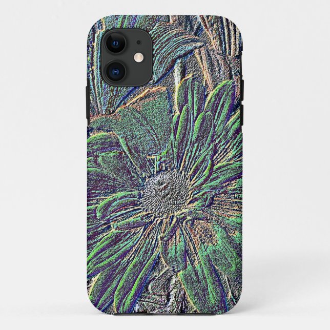 Capa Para iPhone 11 Flores Embutidas com Cor (Verso)