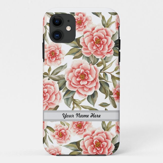 Capa Para iPhone 11 Flores Florais de Camellia (Verso)