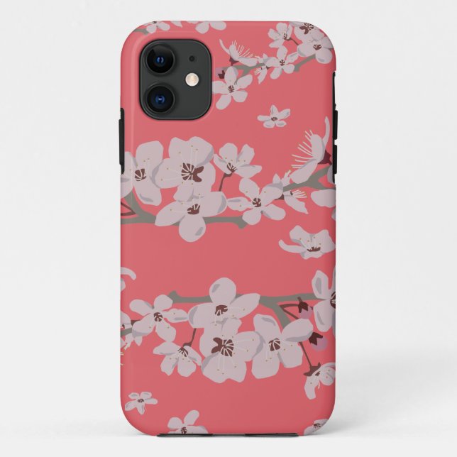 Capa Para iPhone 11 Flores Flutuantes De Cereja (Verso)