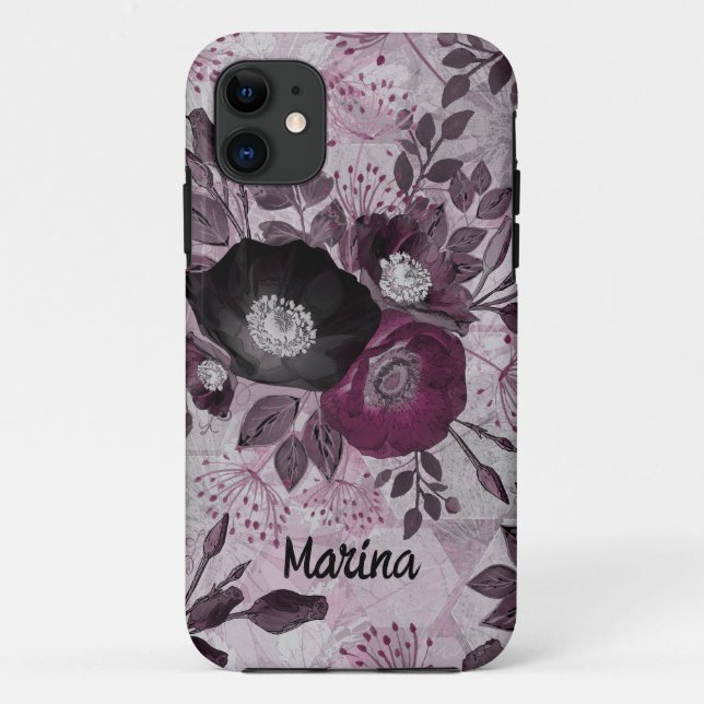 Capa Para iPhone 11 Flores impermeáveis. (Verso)
