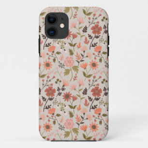 Capa Para iPhone 11 Flores Modernas Deixam Rosa Rosa Girly Floral