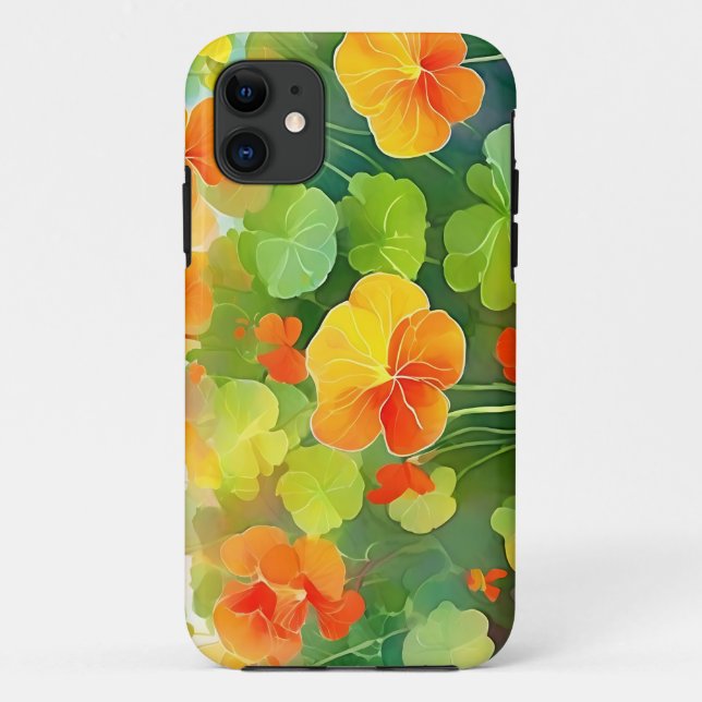 Capa Para iPhone 11 Flores Nasturtium Vibrantes (Verso)