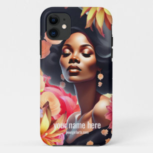 CAPA PARA iPhone 11 FLORES NEGROS DE MULHERES VINTAGENS NEGRAS