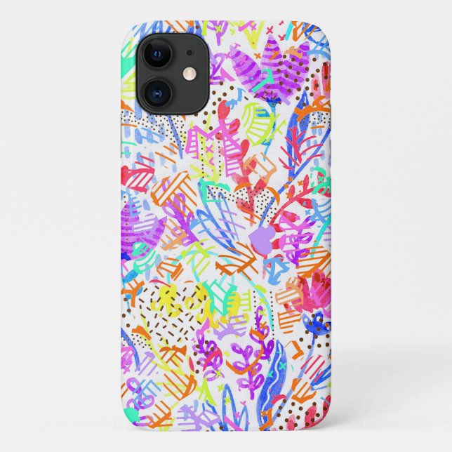 Capa Para iPhone 11 Flores pastéis abstratas (Verso)
