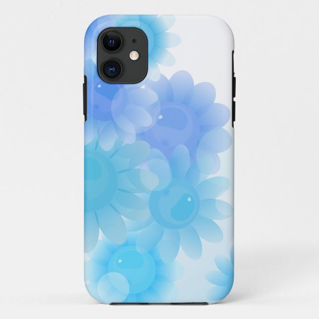 Capa Para iPhone 11 Flores românticas azuis (Verso)