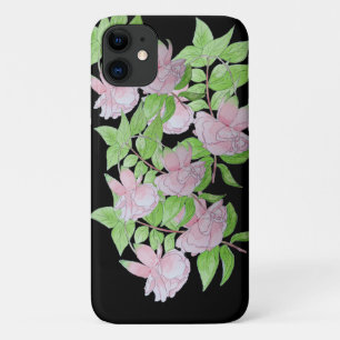 Capa Para iPhone 11 Flores rosa bonito com folheto
