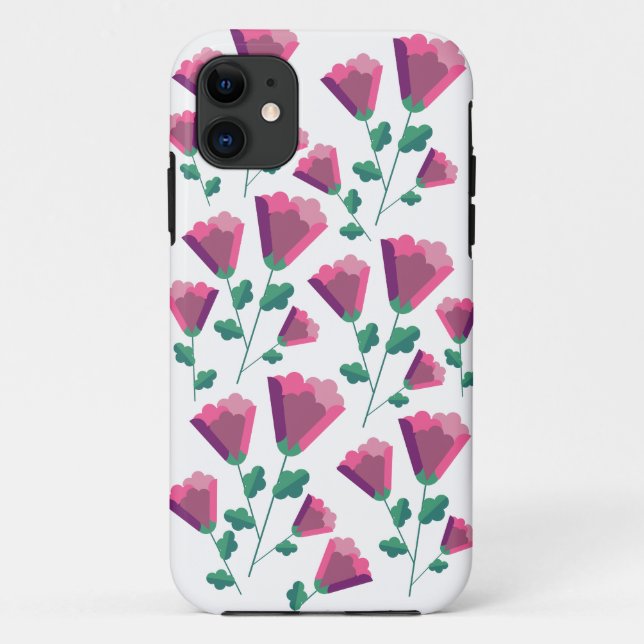 Capa Para iPhone 11 Flores-Rosa Geométricas de abstrato (Verso)