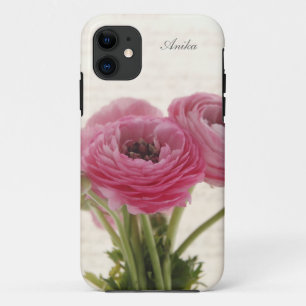 Capa Para iPhone 11 Flores rosa ranóculo no guião