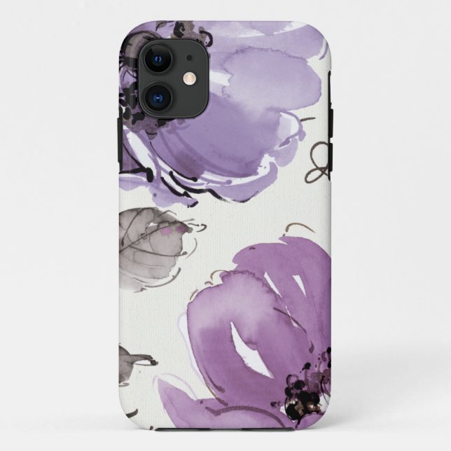 Capa Para iPhone 11 Flores roxas (Verso)