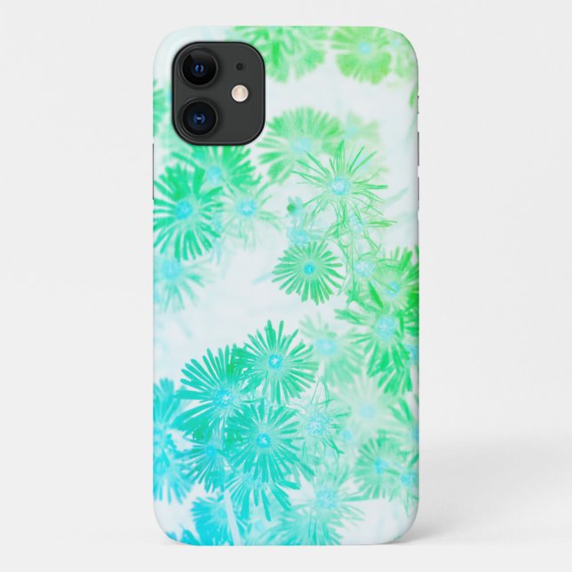 Capa Para iPhone 11 Flores Selvagens de Turquesa Pálida Pastel iPhone  (Verso)
