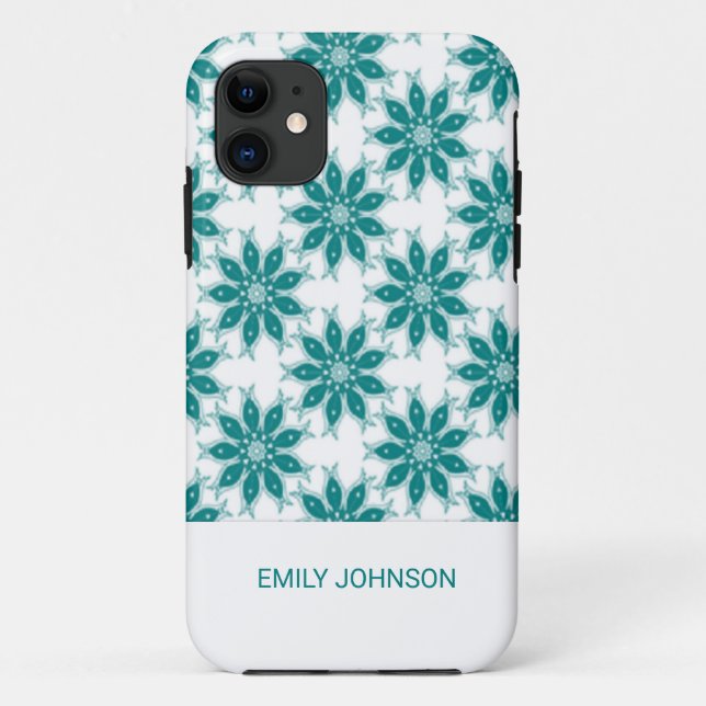 Capa Para iPhone 11 Flores teares nome personalizado branco (Verso)
