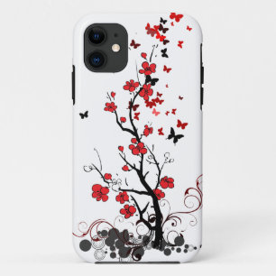 Capa Para iPhone 11 Flores vermelhas & pretas